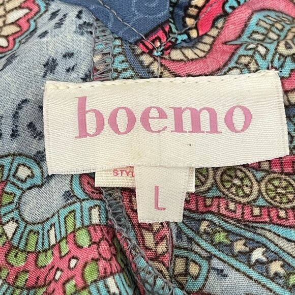 Boemo Blue and Red Paisley Long Sleeve Maxi Dress - Picture 7 of 10